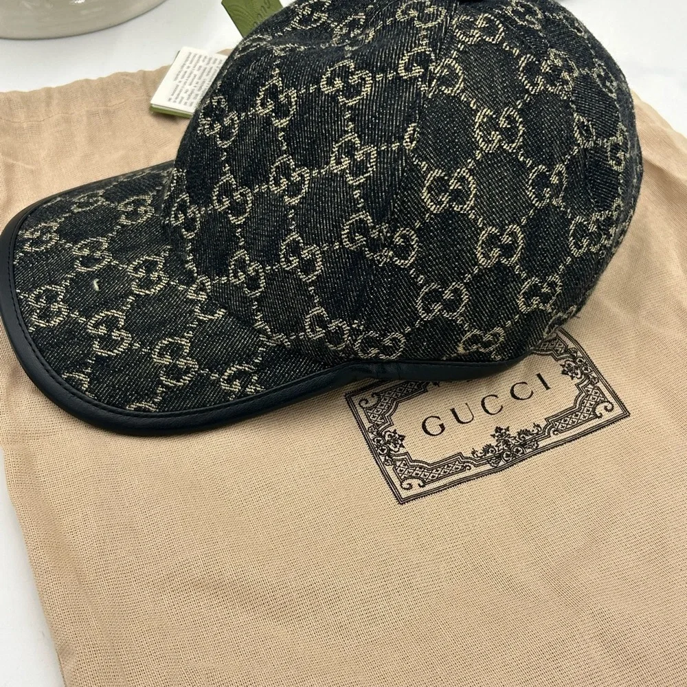 Gucci Black & Beige GG Monogram Baseball Cap
